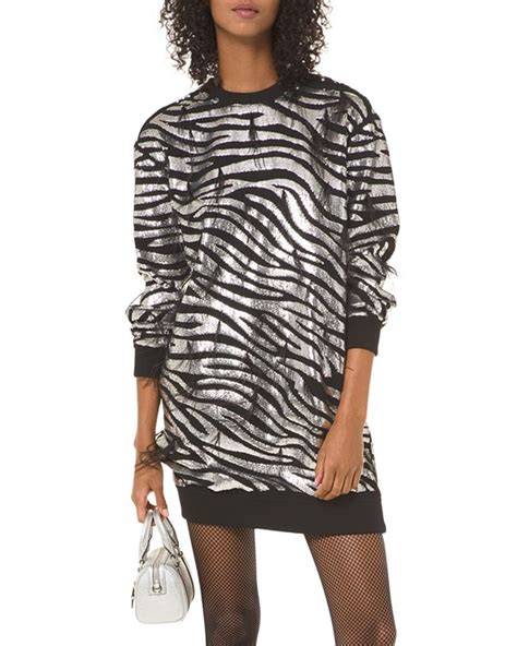 Zebra Sequined Sweater Dress 